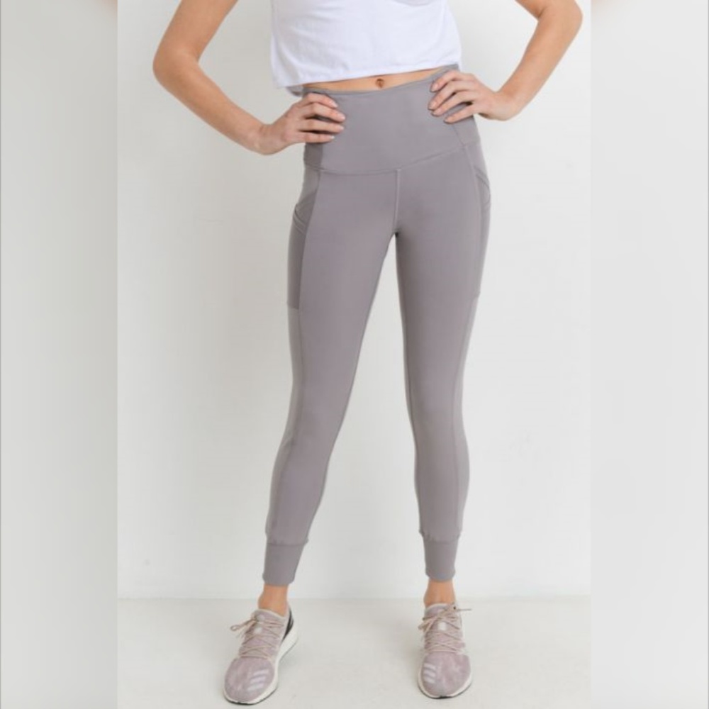 Ribbed & Cuffed Overlay Side Pockets Full Leggings - Picture 3 of 6